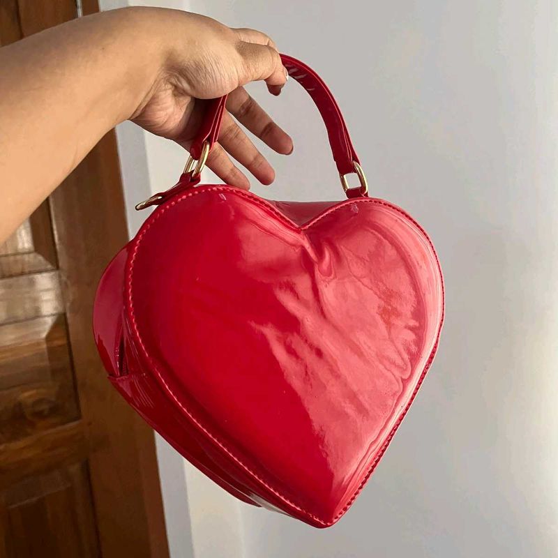 Red Heart Shaped Cross-body Bag