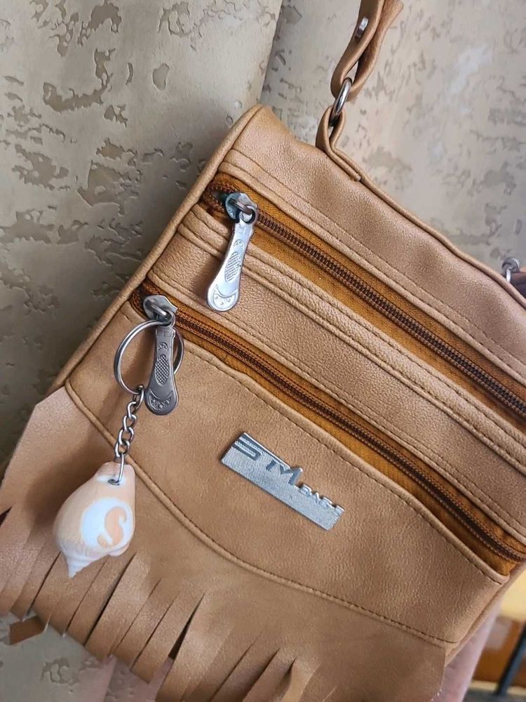 Tan Handbag with Tassels