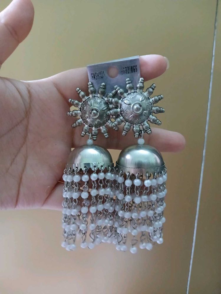 Silver Jhumka Earrings