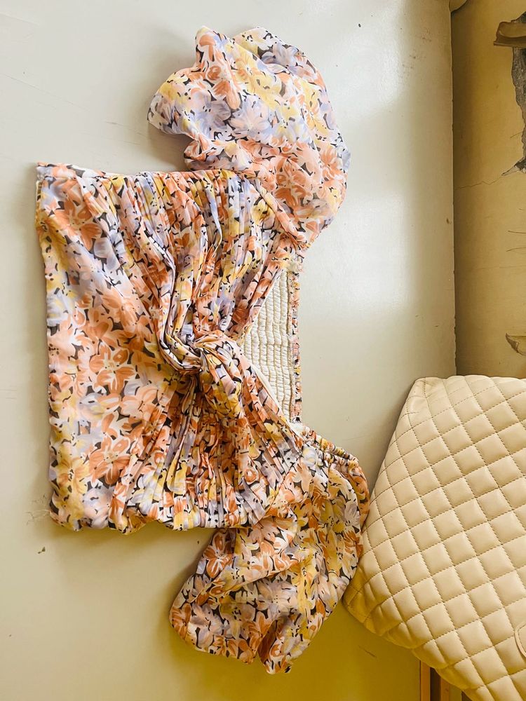 Floral Puff Sleeve Crop Top | Ruched &amp; Smocked