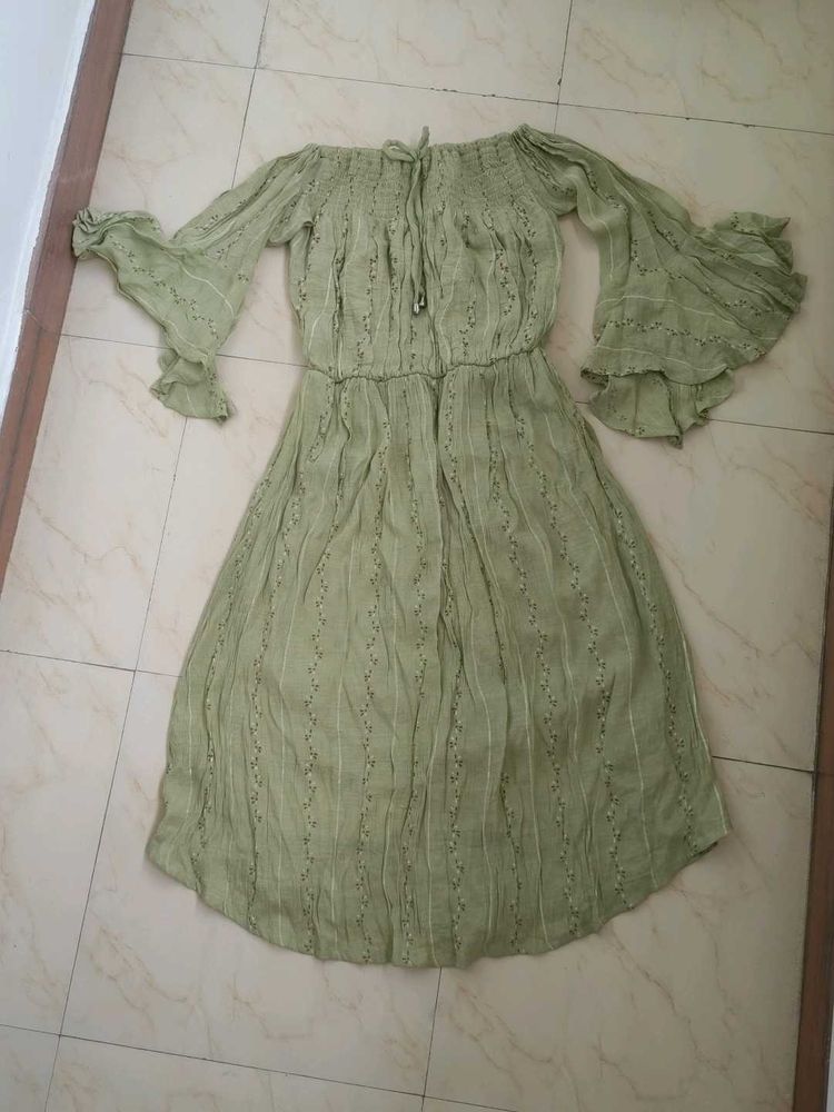 Off Shoulder Short Frock With Frill SLEEVES