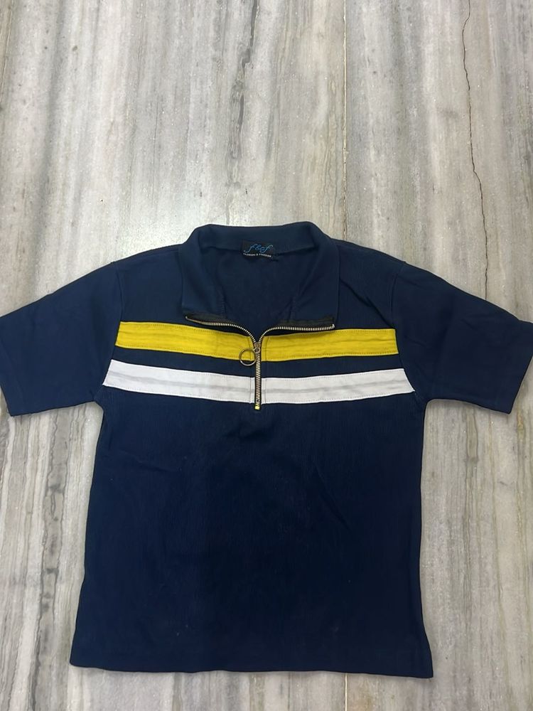 Ribbed Navy Blue Top