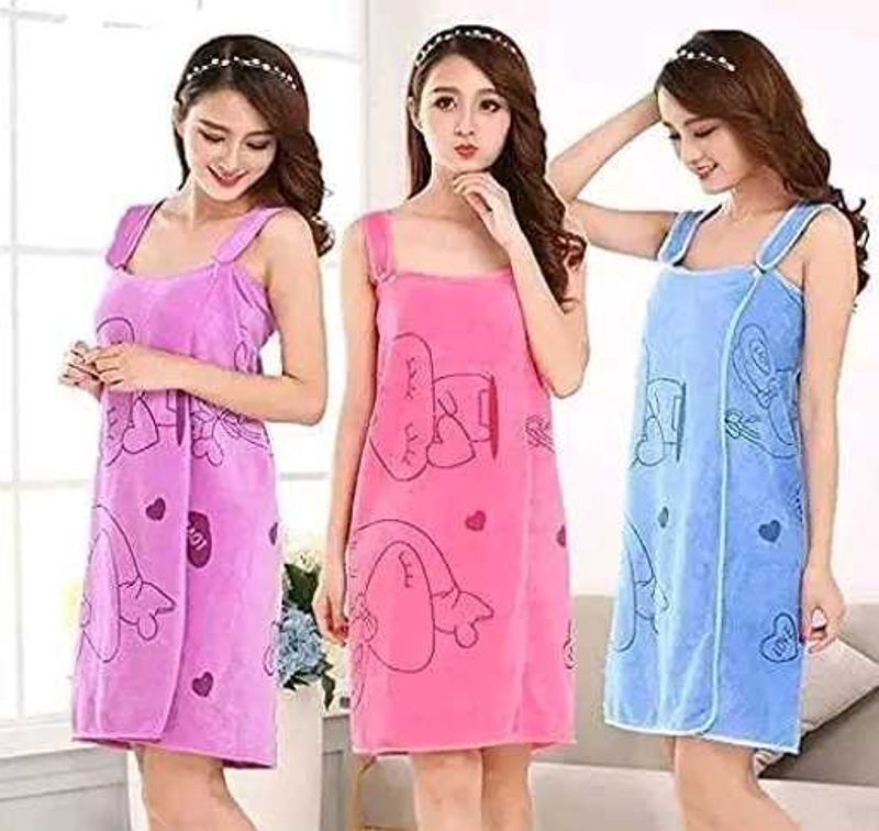 Multicolor Free Size Bath Robe For Women