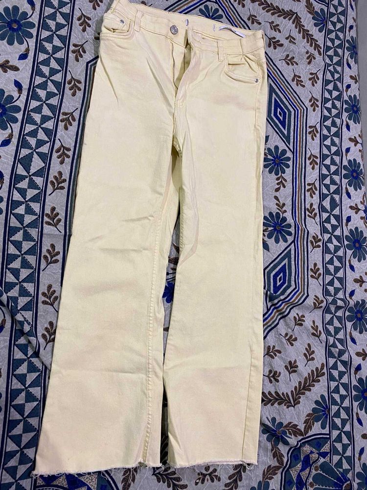 Bershka Yellow Bootcut Jeans For Women