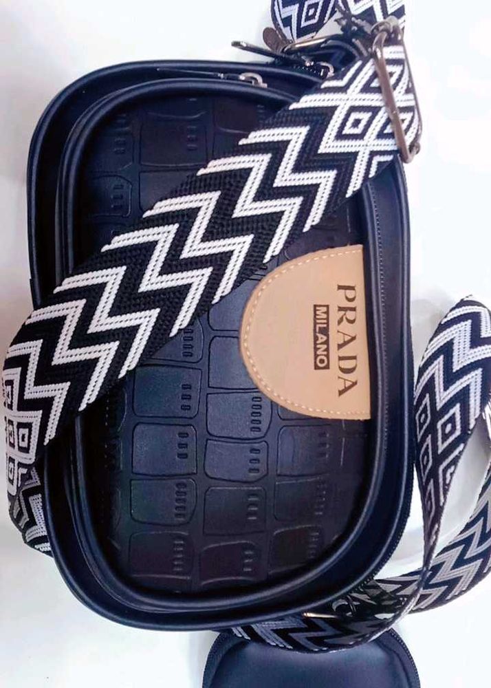 Ladies Leather Black Sling Bag🖤