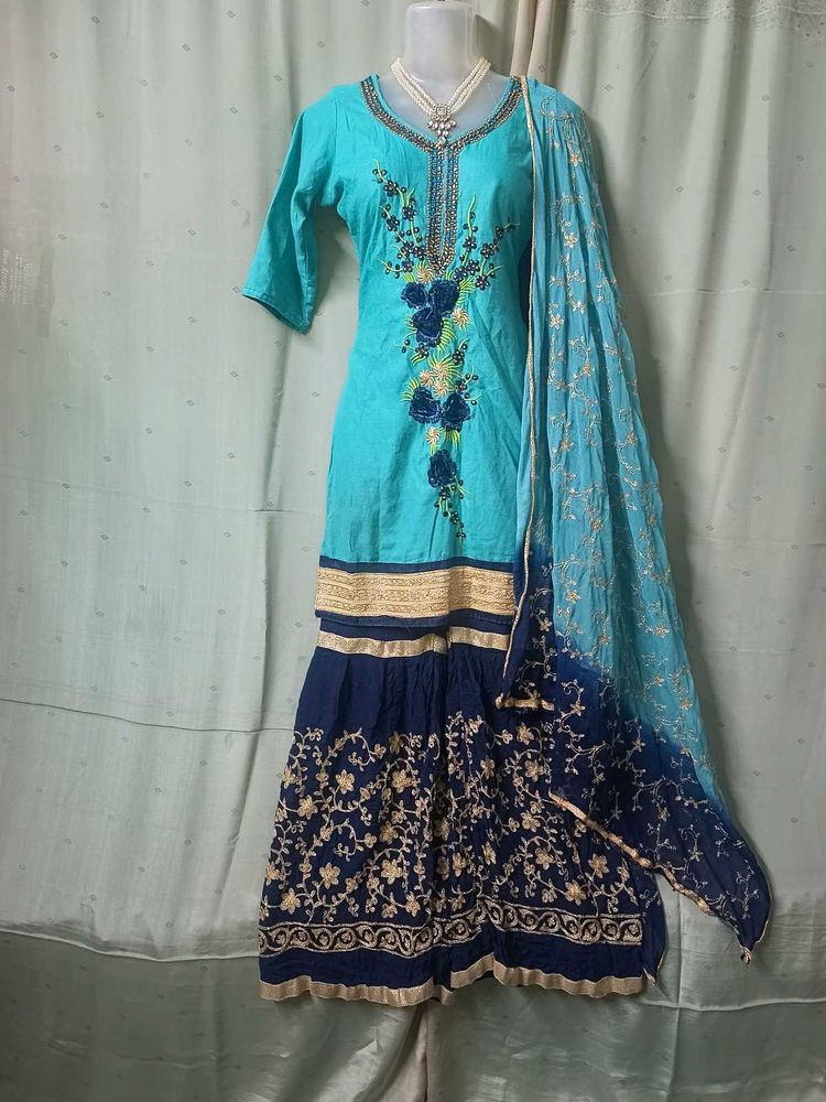 Sharara /Gharara Set, Rayon Bottom