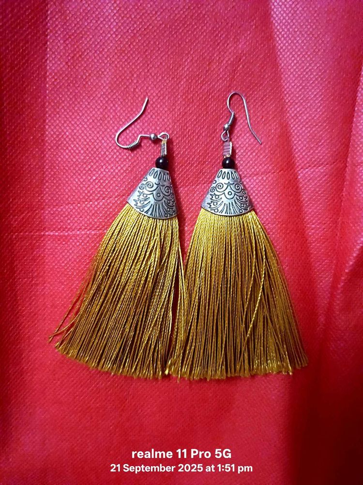 Gold Tassel Drop Earrings