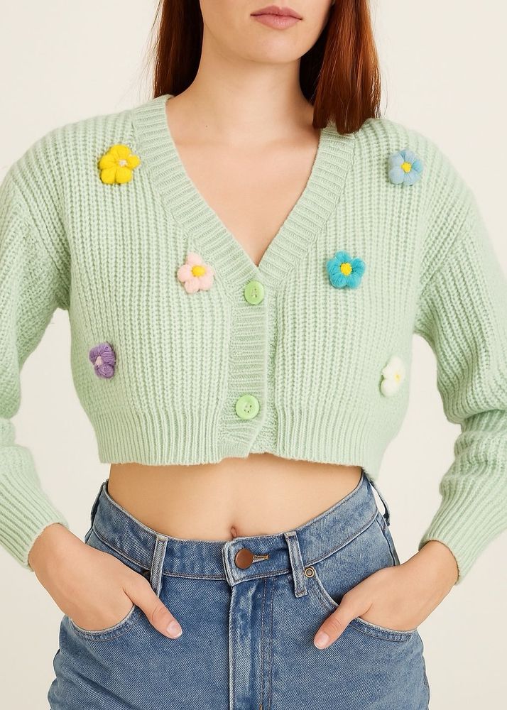 Cute Floral Knit Cardigan