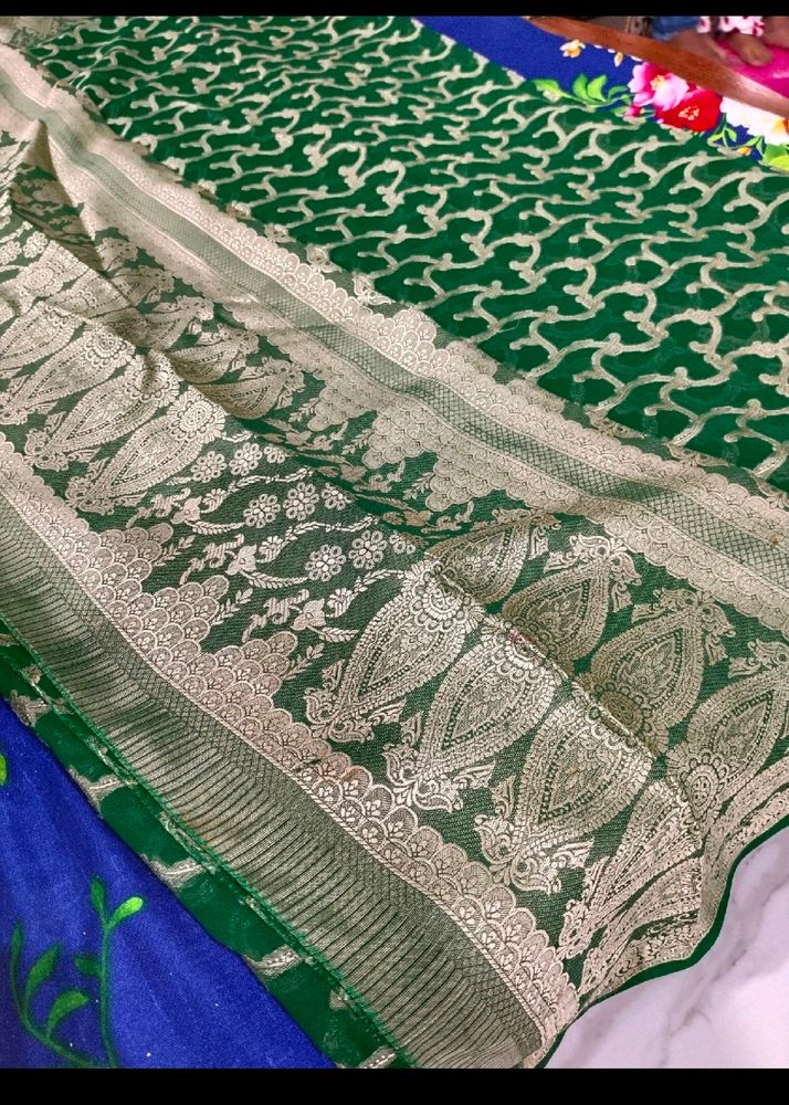 Beautiful Chanderi Saree With Blouse And Petticoat