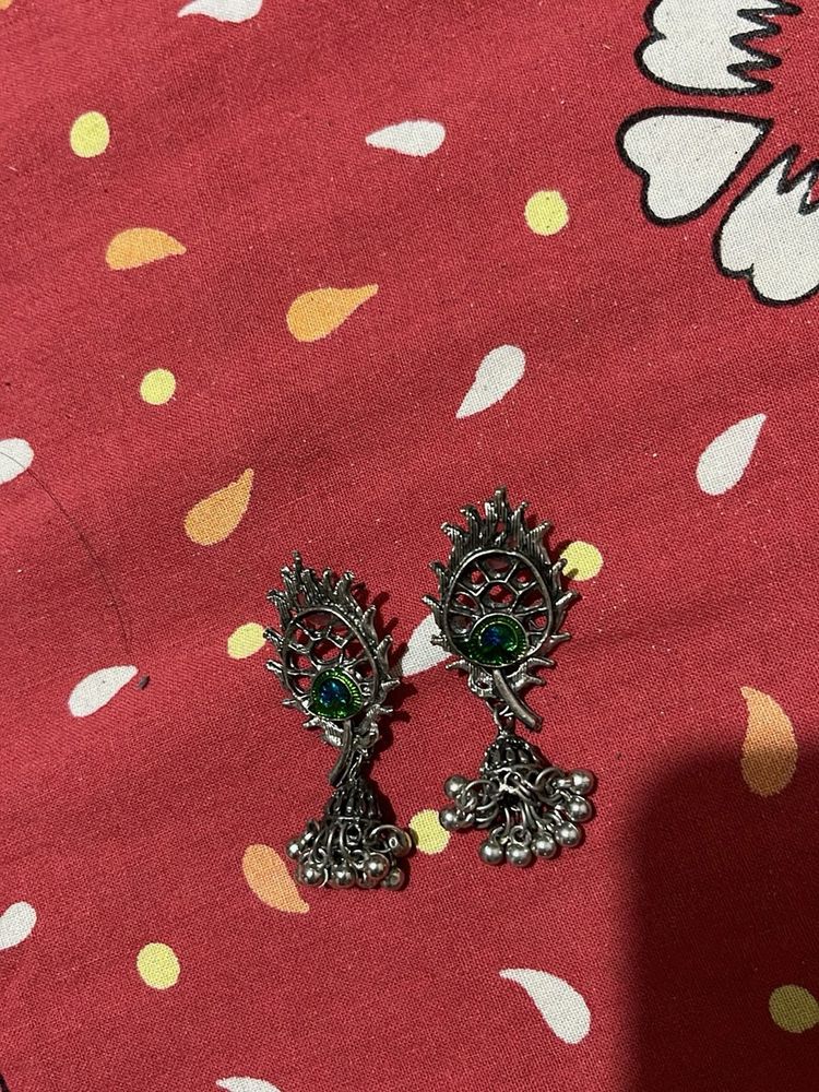 Silver Jhumka Earrings