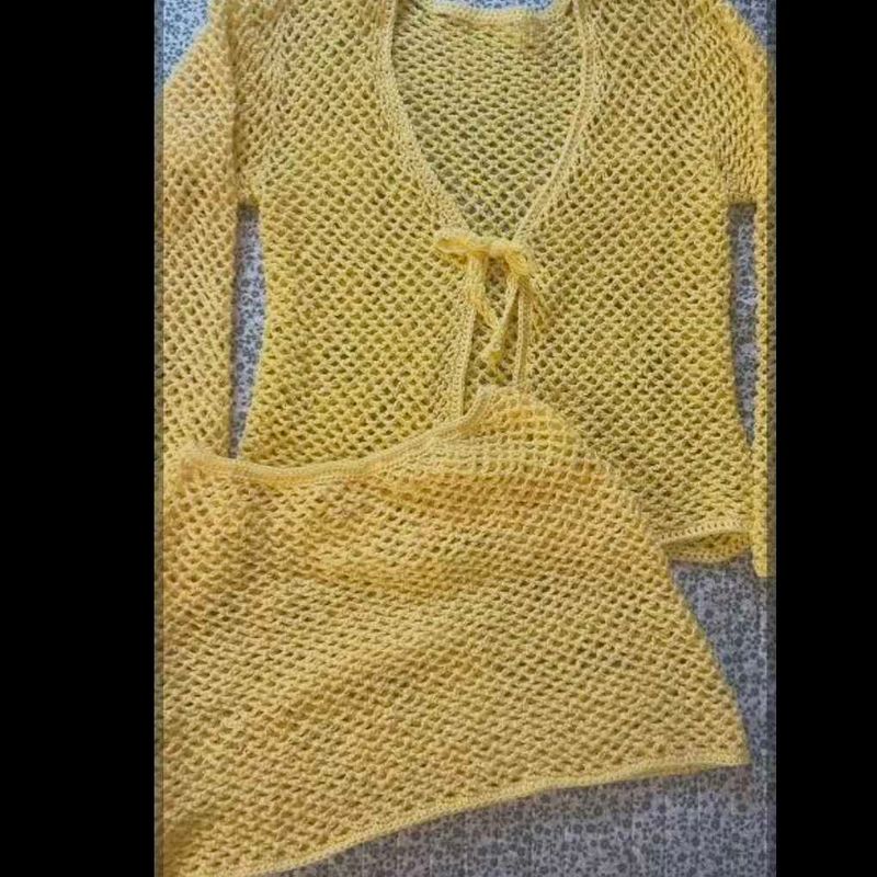 Crochet Yellow Top &amp; Skirt Set