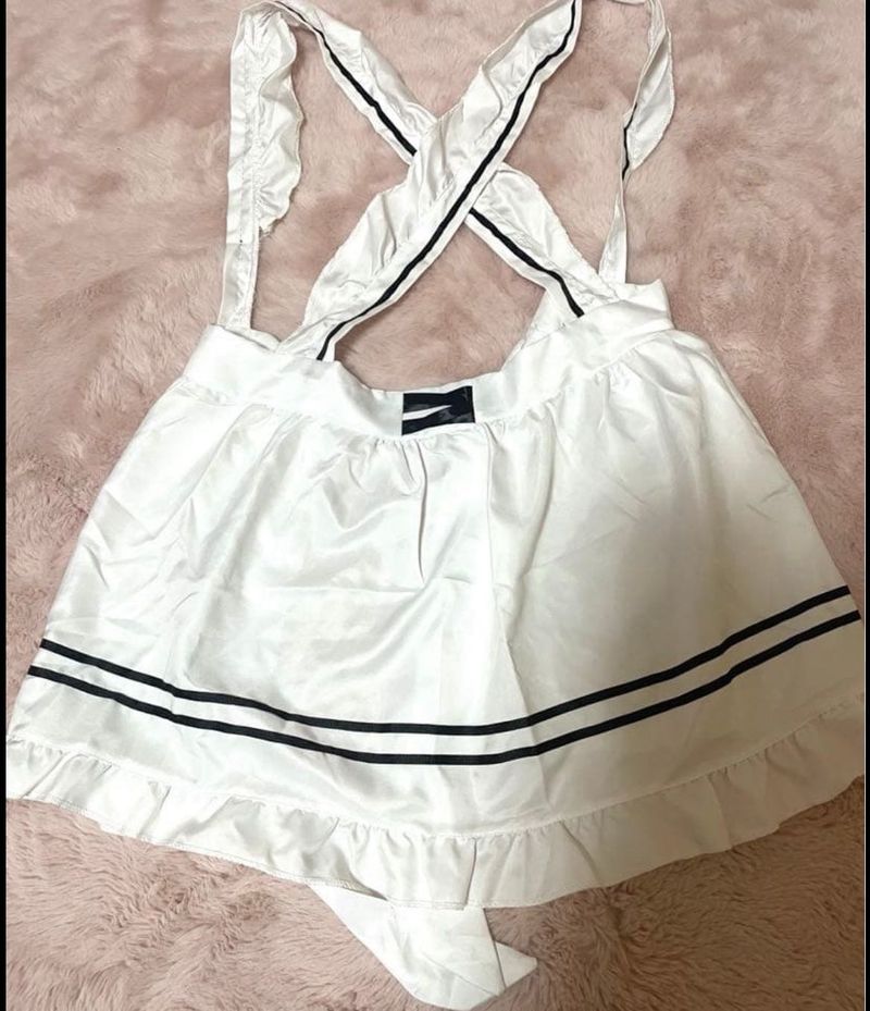 Japanese cosplay White Skirt with Straps