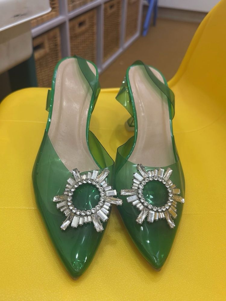 Green Jewel Heels