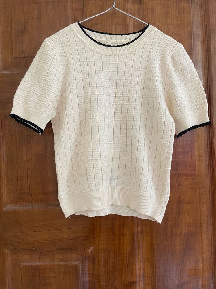 Cream Knit Top