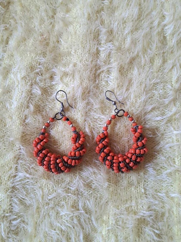 Handmade Beaded Basket Earrings
