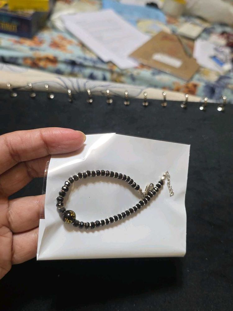 Nazariya Black Beads Silver Bracelet