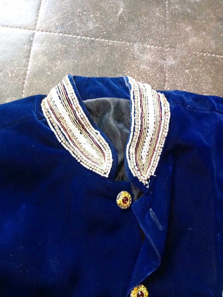Velvet sherwani and blazer combo