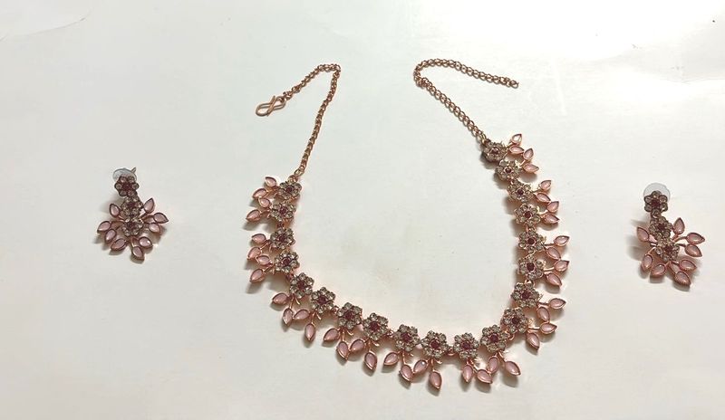 Blush Pink Necklace With Earrings