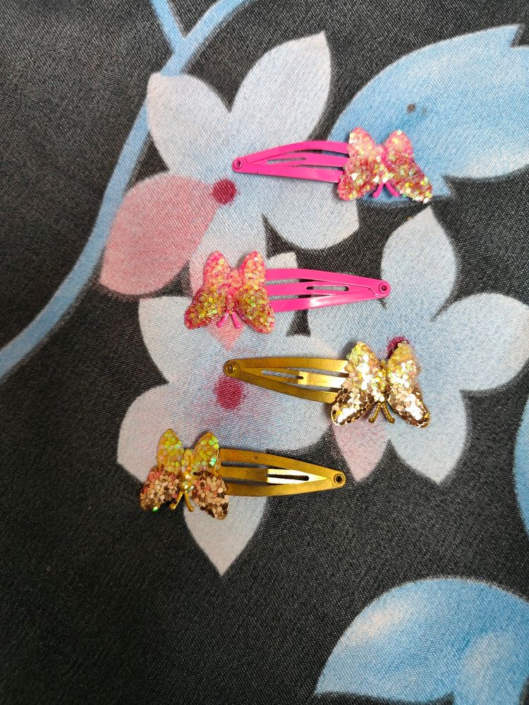 Cute Butterfly Clips (Pink &amp; Gold)