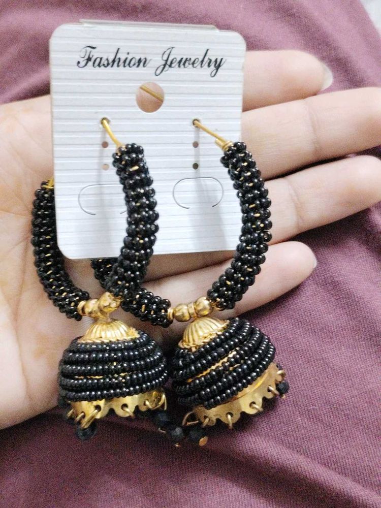 Black Jhumka Earrings