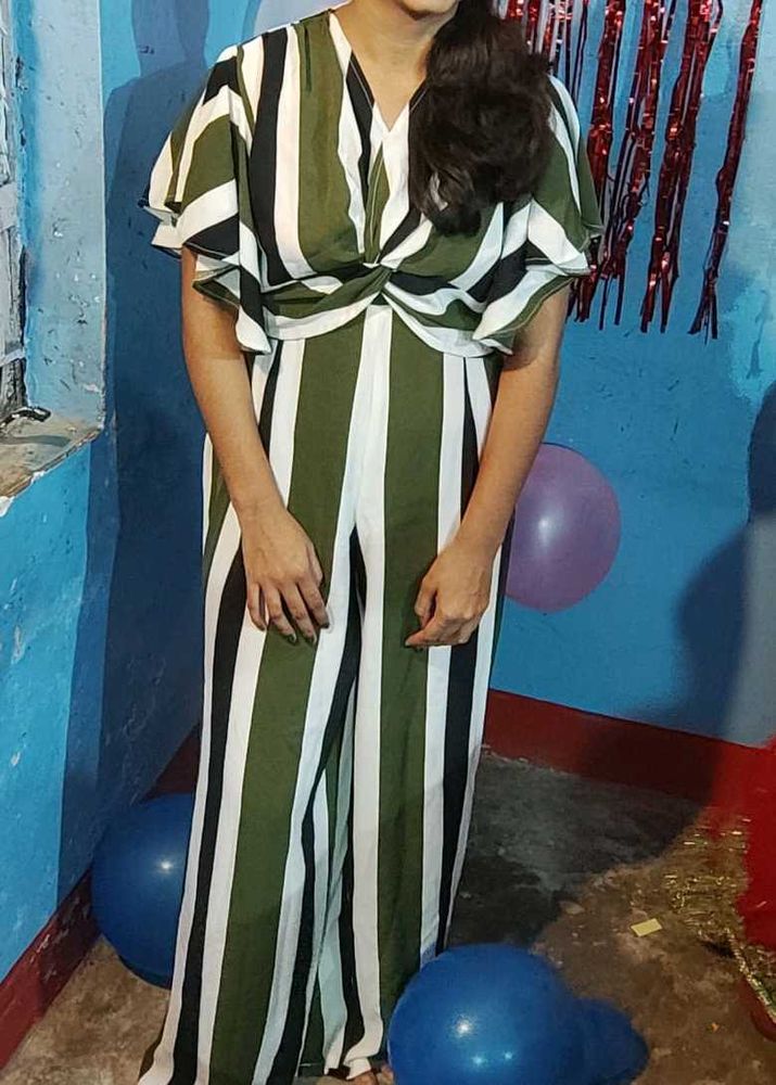 Jump Suit (Green And White Combination)