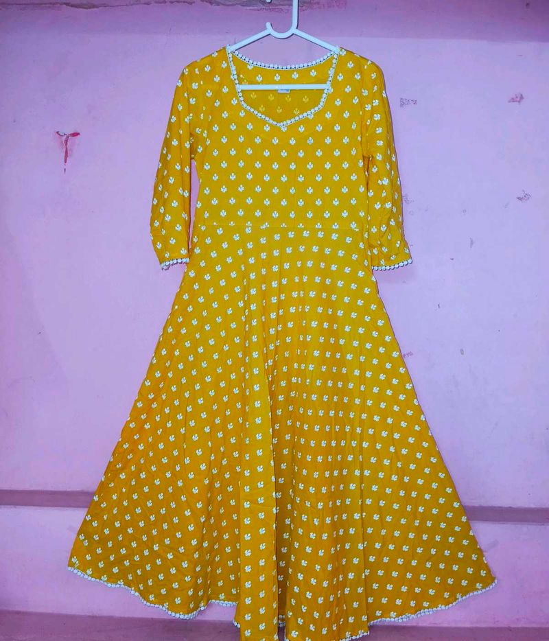 Yellow Printed Kurta Pant Dupatta Set