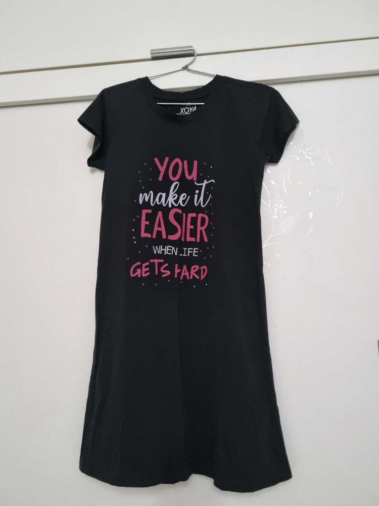 Black Graphic Tee Nightdress