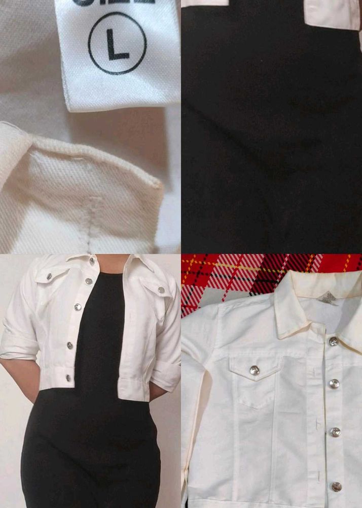 White Cropped Denim Jacket