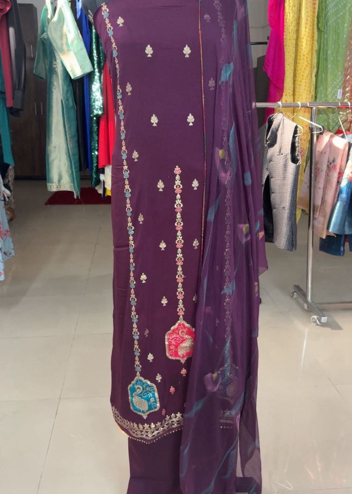 Purple Salwar Kameez Material