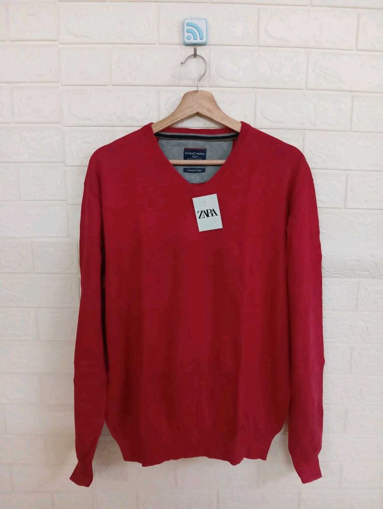 Zara Red V-Neck Sweater - New with Tags
