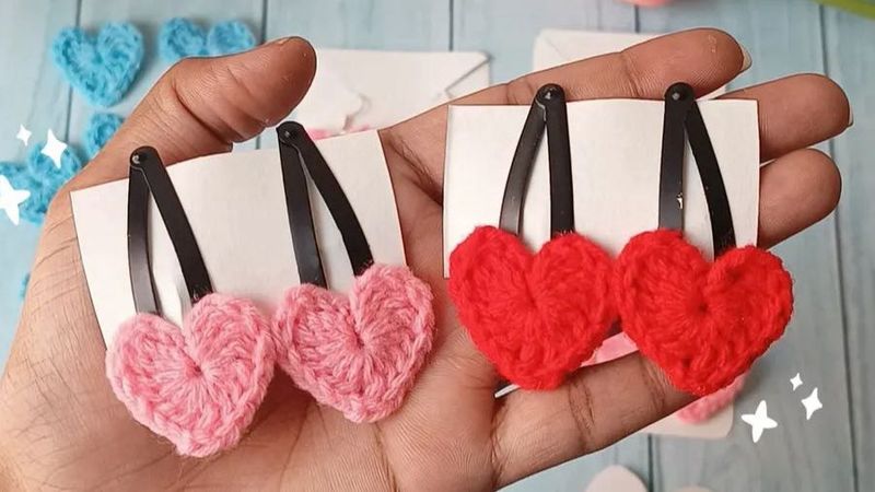 Heart Crochet Hair Clips - Adorable!