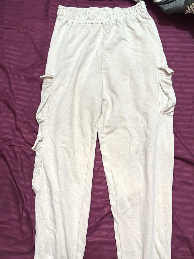 Beige Cargo Sweatpants