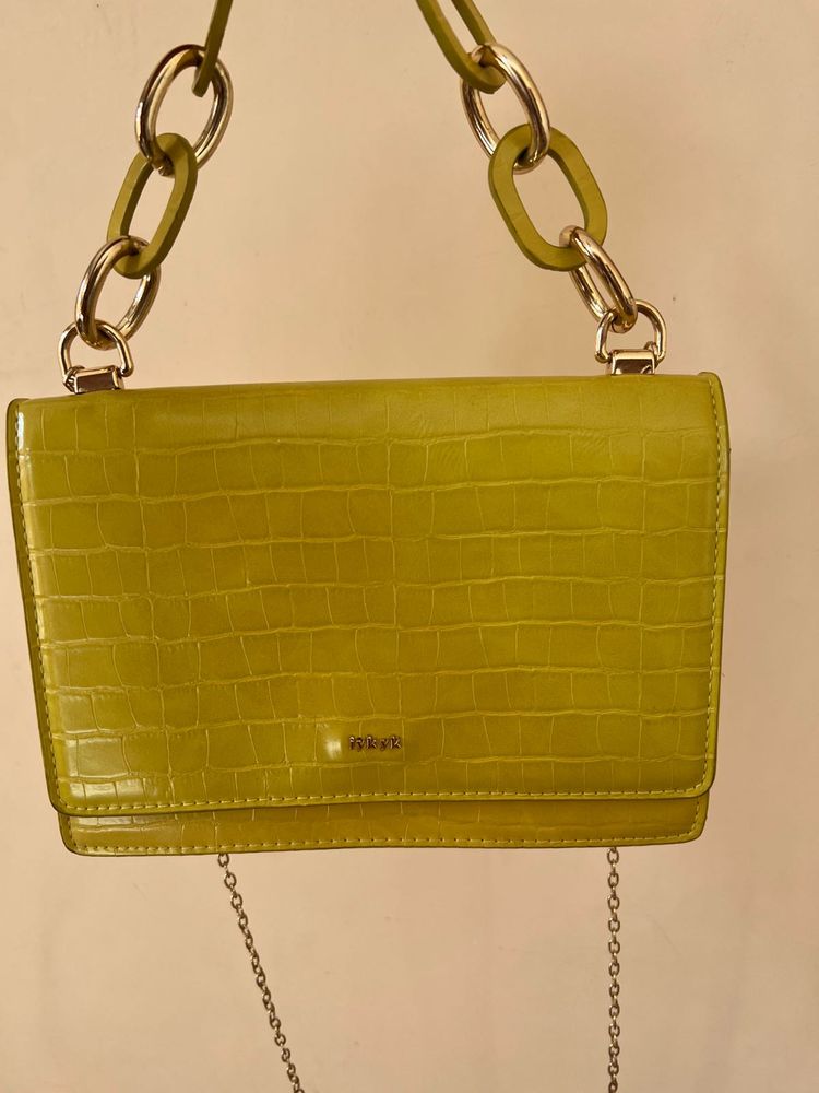 Lime Green Croc-Embossed Bag