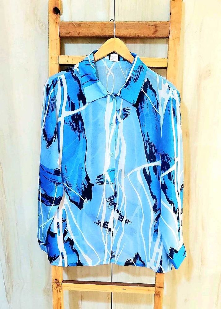Blue Printed Shirt Size-42-44