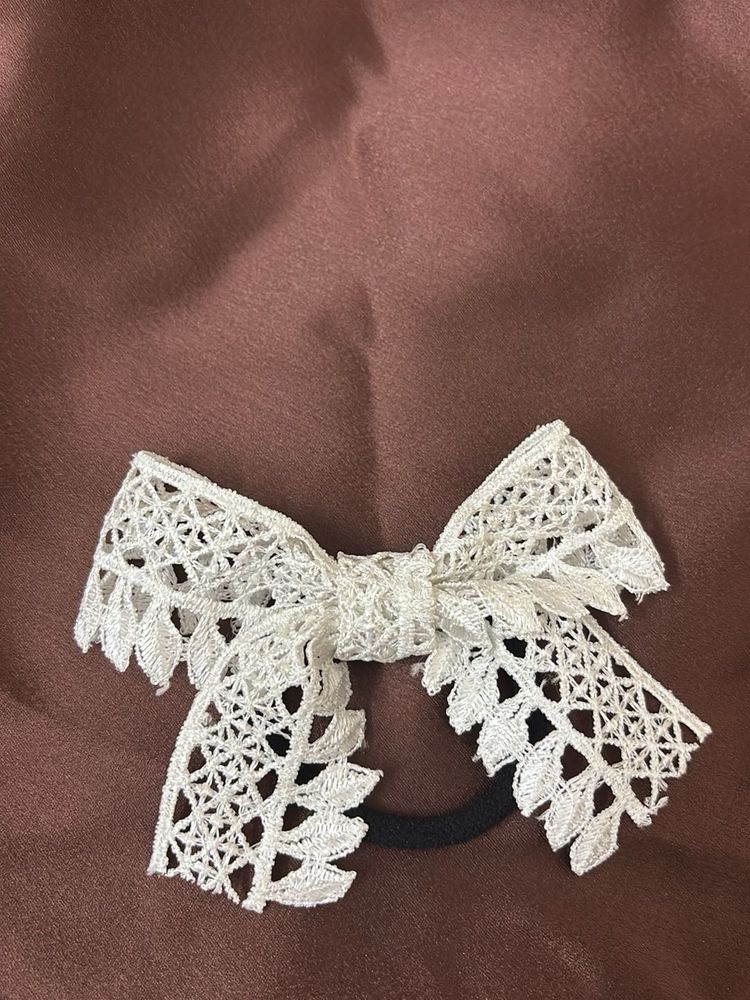 Lace Bow Hair Tie Handmade