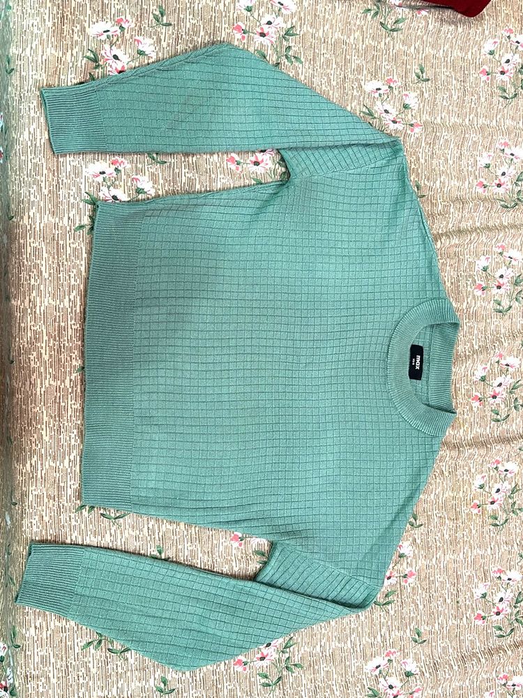 Green Knit Pullover Sweater