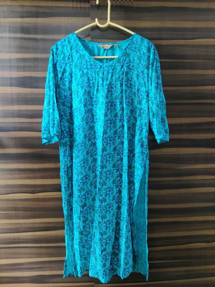 Elegant Blue Floral Kurta