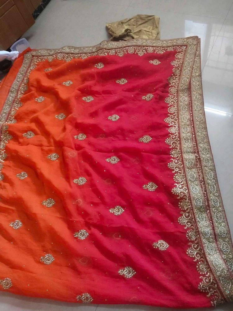 Elegant Red &amp; Orange Saree