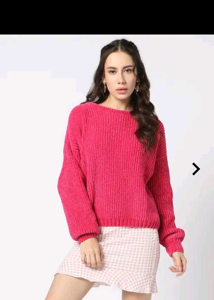 Pink Knit Pullover Sweater