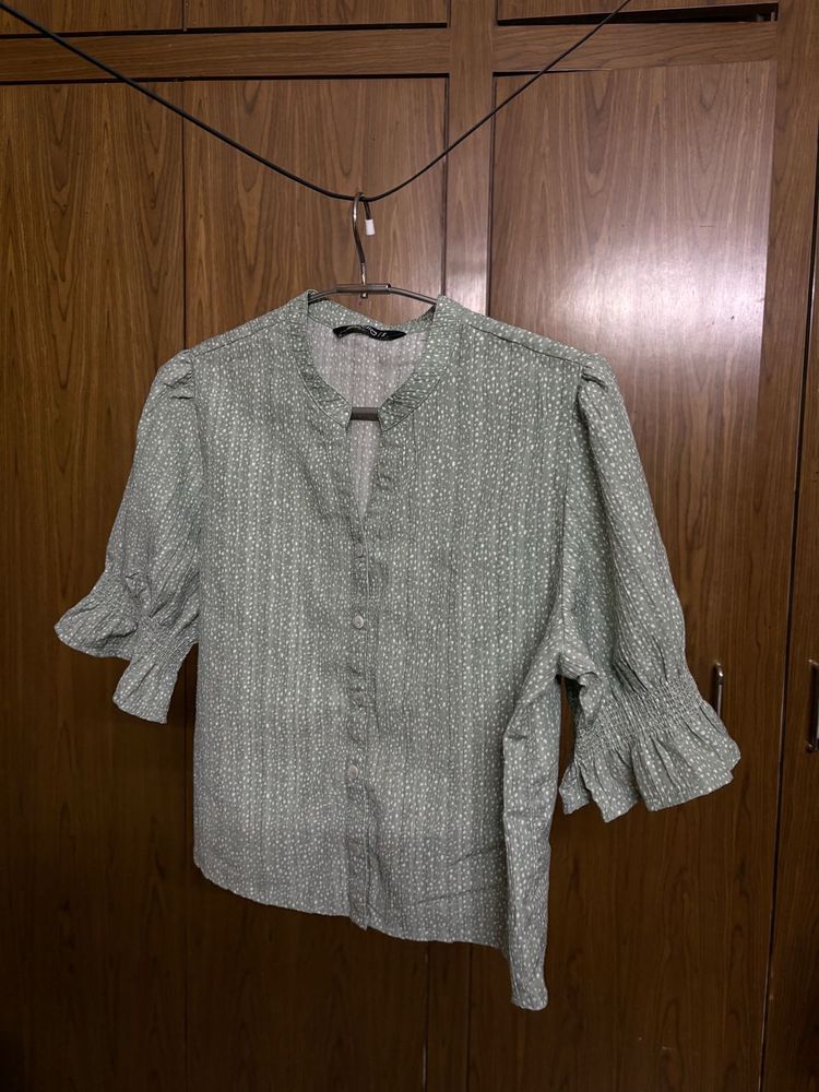 Green Print Blouse