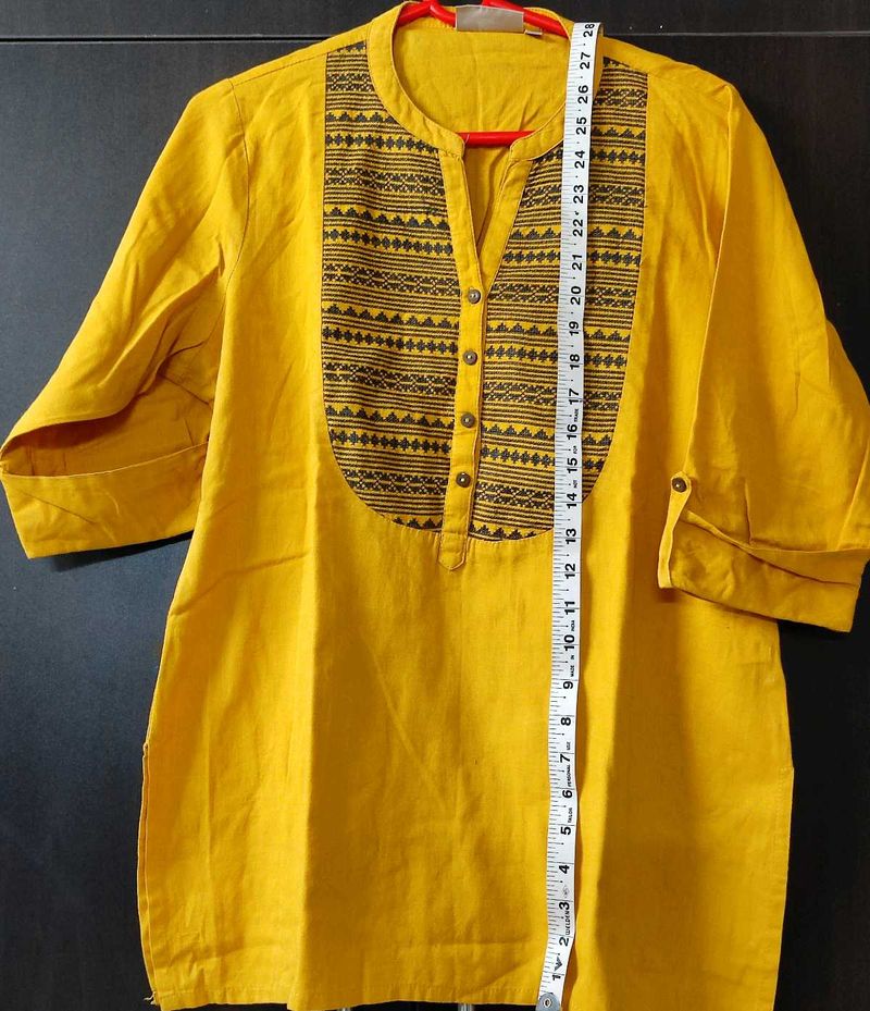 Mustard XL Tunic With Elbow Sleeves