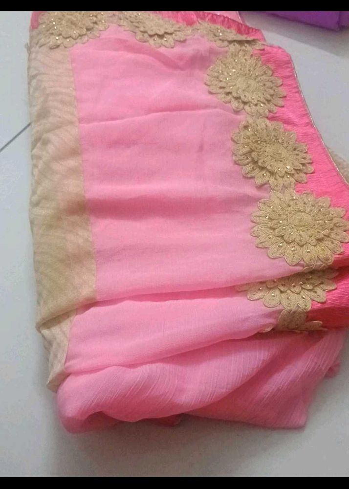 Elegant Pink And Green Saree