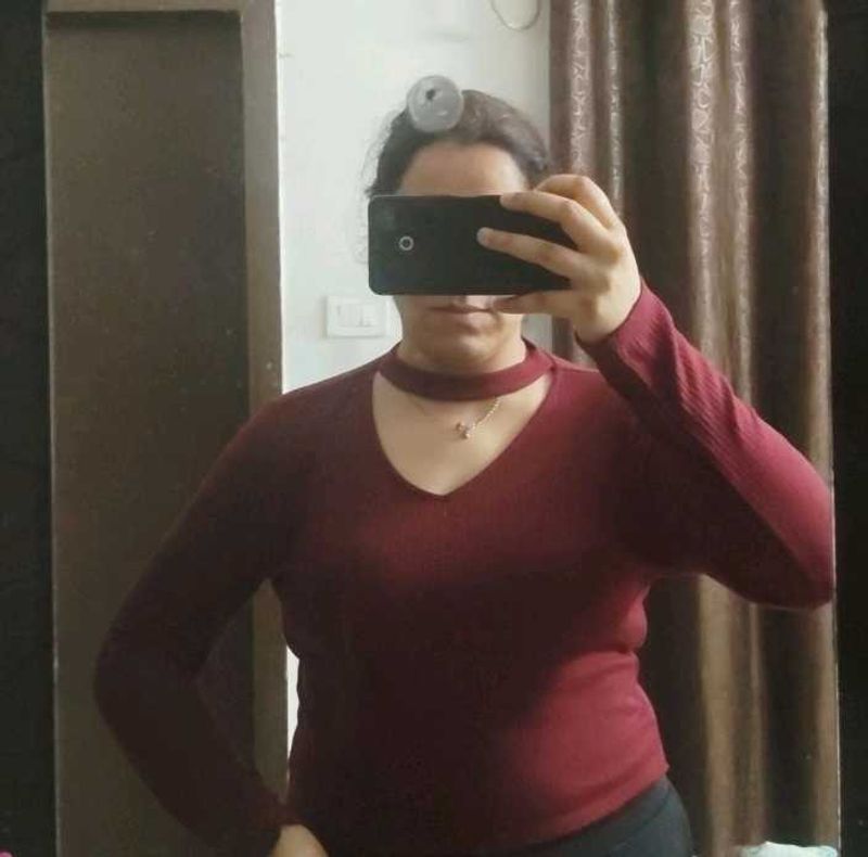 Maroon Choker Neck  Top