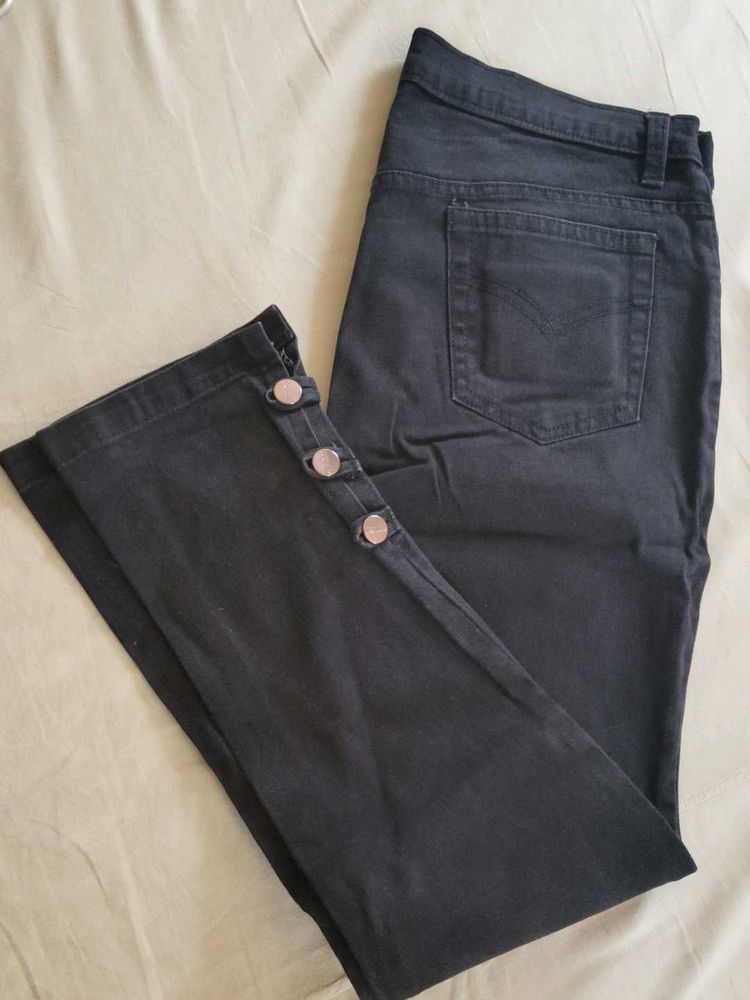 Black Jeans with Button Detail