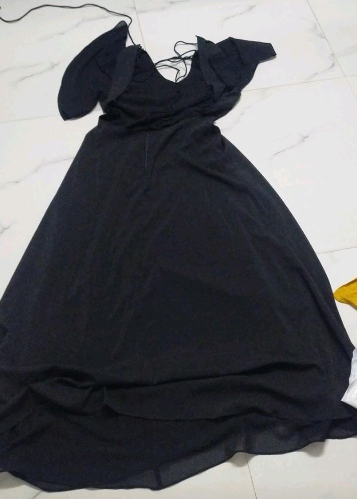 Long Black Side Slit Gown
