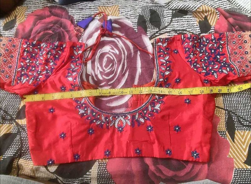 Red Embroidered Handwork Blouse