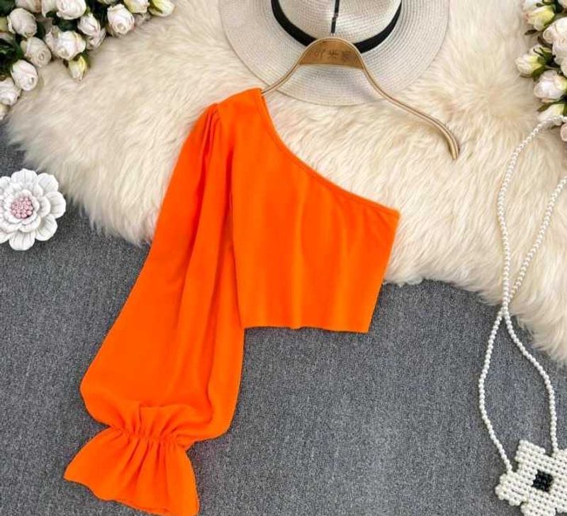 Chic Orange One-Shoulder Top