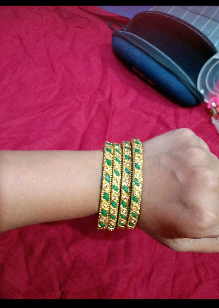 Green &amp; Gold Bangles
