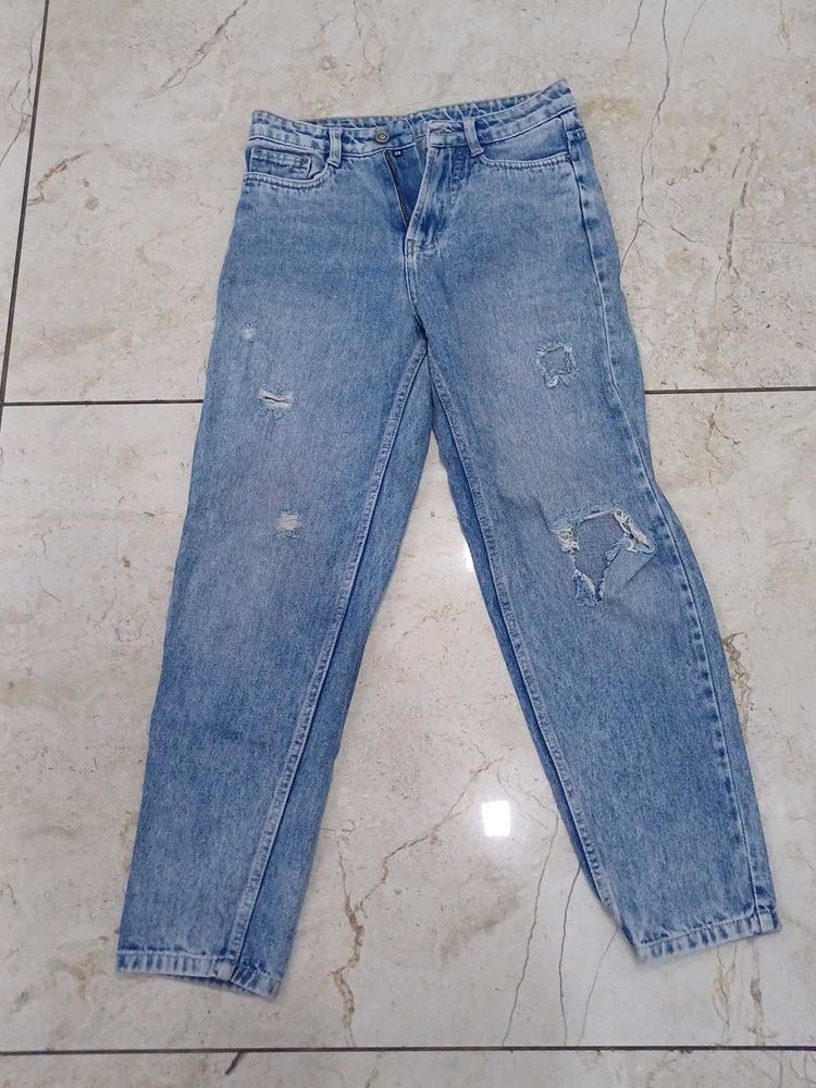 Distressed Blue Jeans