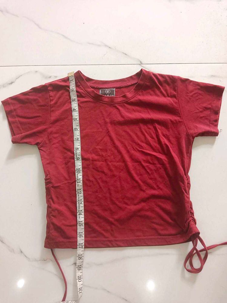Maroon Crop T Shirt